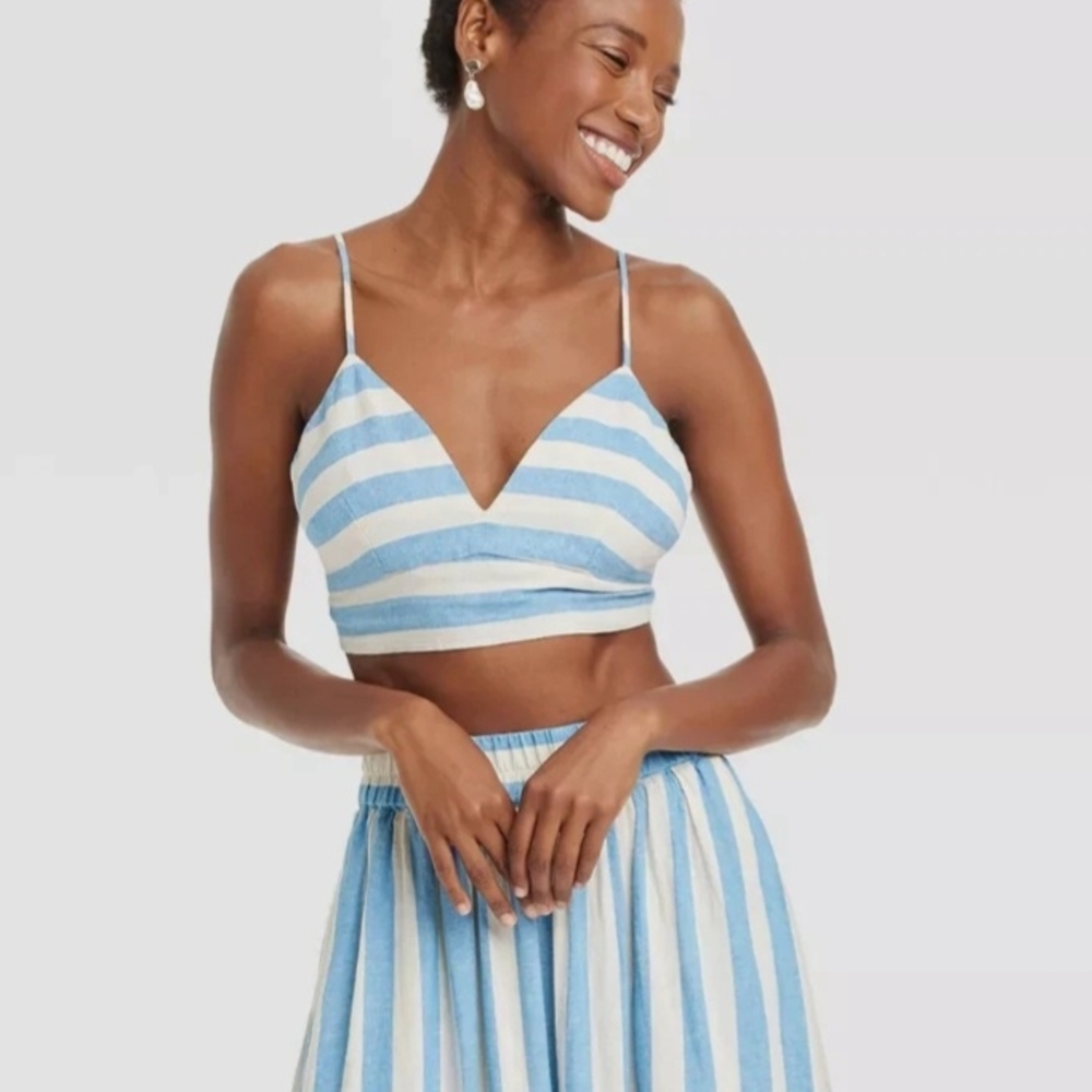 NWT Women's Beach Bungalow Linen Bralette Tank Top (Size: S, M, L)